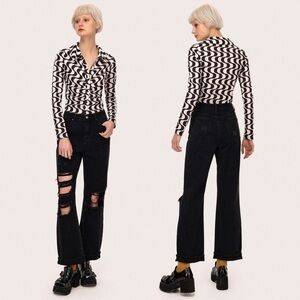 Cider Retro Print Button Down Shirt